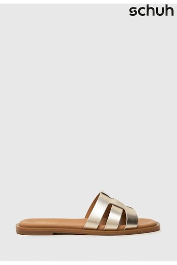 Schuh Gold Tierney Leather Sliders (105534) | £32