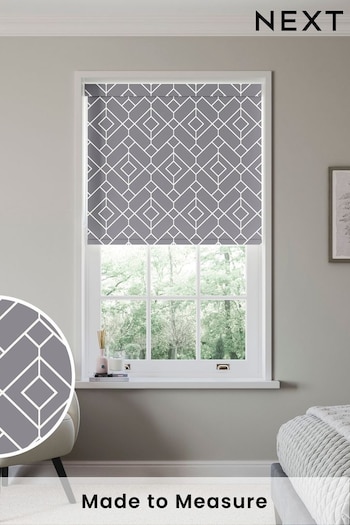 Grey Lattice Geo Made to Measure Roller Blinds (105764) | £57