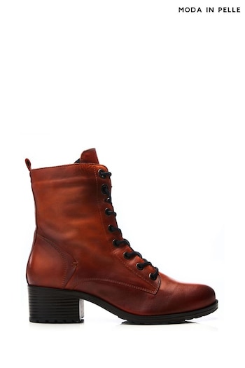 Moda in Pelle Bezzie Lace up Leather Ankle Brown Boots (106063) | £139