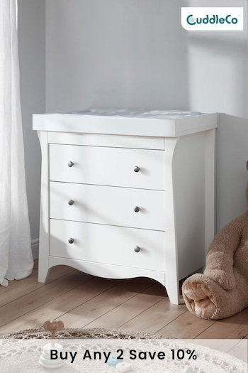 Cuddleco White Clara 3 Drawer Dresser Changing Unit (106269) | £329