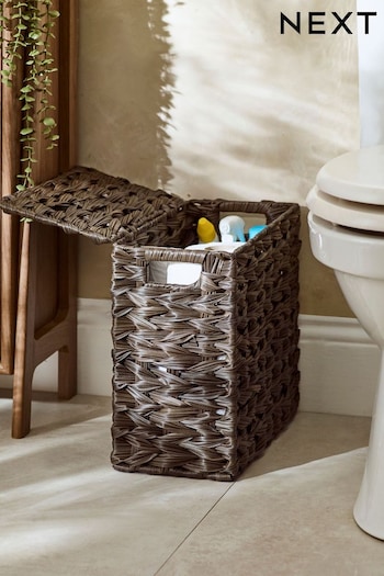 Dark Natural Plastic Wicker Storage Basket (106355) | £28