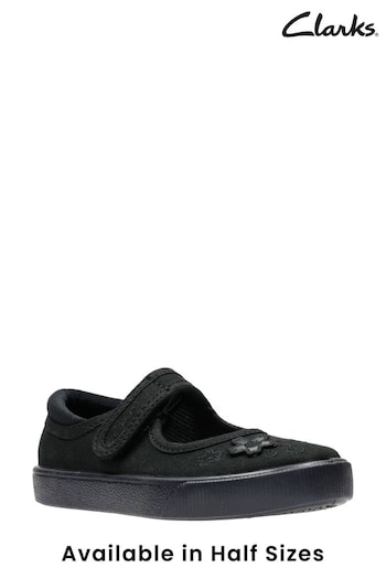 Clarks Black multi fit Hopper Go Girls Plimsolls (106406) | £10