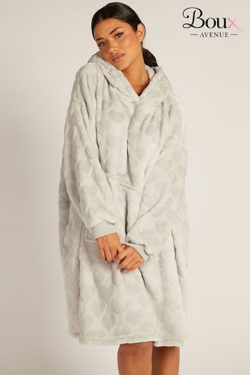Boux Avenue Grey Heart Embossed Cosy Supersoft Blanket Hoodie (107364) | £50