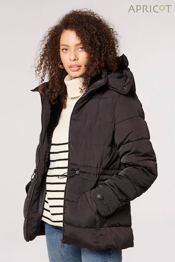Apricot Black Faux Fur Lined Puffer Jacket (107515) | £59