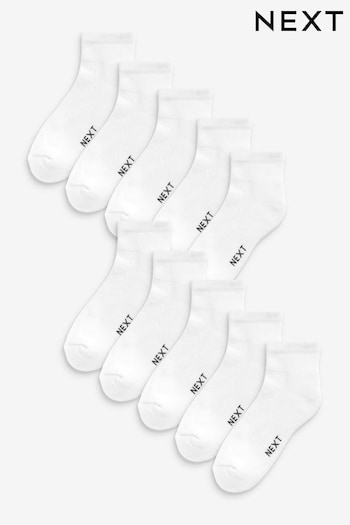 White 10 Pack Cushioned Sole Mid Trainer Socks (107749) | £20