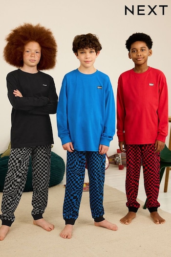 Blue/Red Checkerboard Pyjamas 3 Pack (3-16yrs) (108169) | £29 - £39