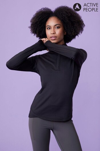 Active People Womens Retreat Half-Zip Black Black Midlayer Sweatshirt (108476) | £50