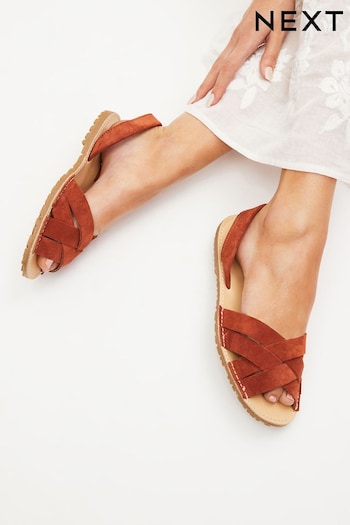 Rust Brown Suede Weave Sandals (108511) | £29