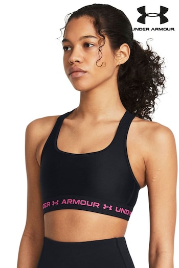 Under Armour Black/Pink Crossback Mid Support Bra (108919) | £32