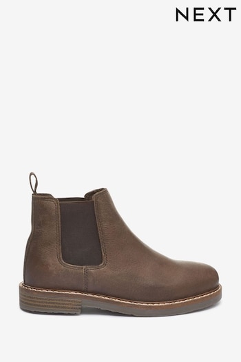 Brown Standard Fit (F) Warm Lined Leather Chelsea Boots Dark (109160) | £33 - £40