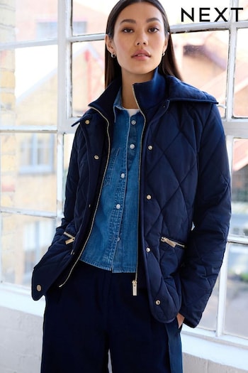Navy Blue Shower Resistant Quilted Jacket (109184) | £74