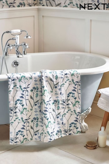 Blue Isla Floral Towel 100% Cotton (109503) | £10 - £20