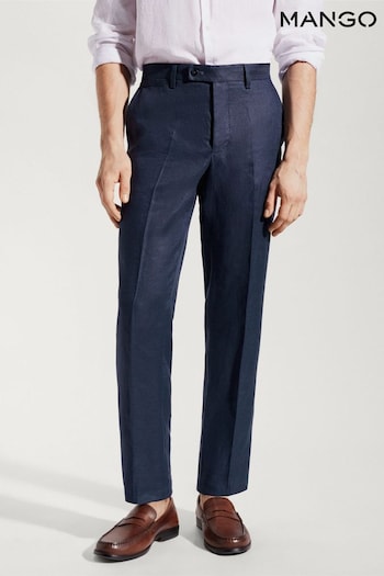 Mango Blue 100% Linen Suit: Trousers (109596) | £80