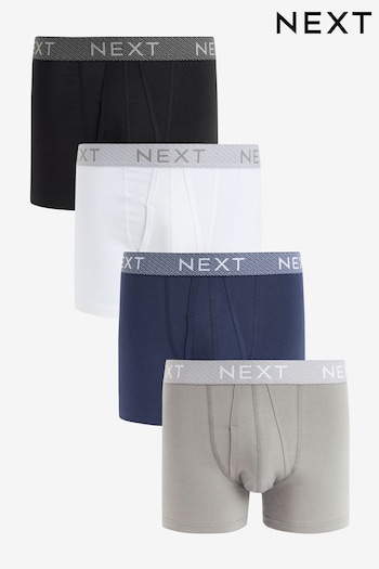 Blue Grey Texture Waistband 4 pack A-Front Boxers (110025) | £24