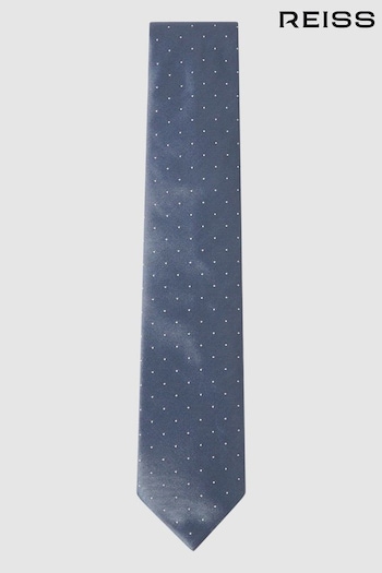Reiss Airforce Blue Liam Polka Dot Silk Tie (110290) | £48