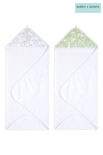 aden+anais White Essentials Harmony Hooded Towel 2 pack (110652) | £22
