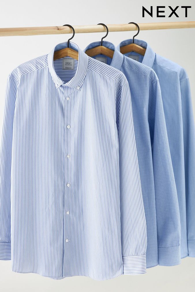Blue Regular Fit Single Cuff Shirts 3 Pack (110809) | £68