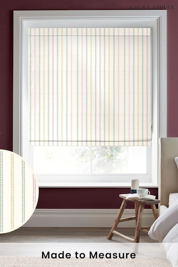 Laura Ashley Pale Ochre Candy Stripe Wood Violet Made to Measure Roman Blinds (110850) | £84
