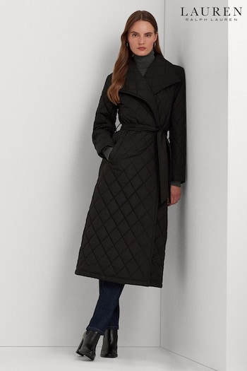 Lauren Ralph Lauren Diamond Quilted Maxi Wrap Black Coat (110896) | £319