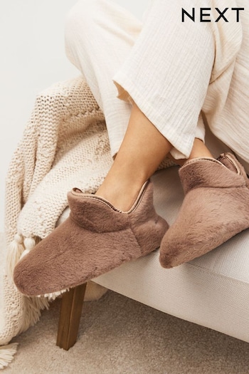 Neutral Faux Fur Cosy Slipper Boots (111046) | £22