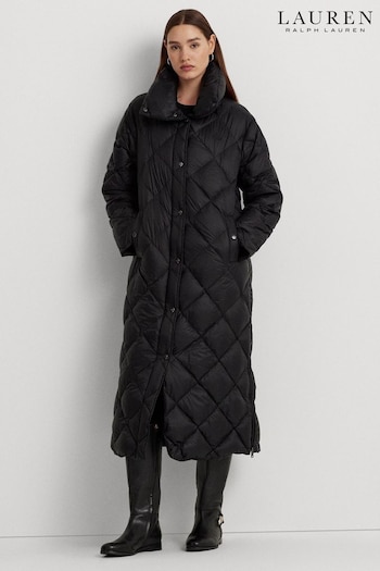 Lauren Ralph Lauren Diamond Quilted Maxi Down Black Coat (111155) | £349