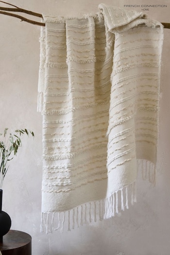 French Connection Cream Tuwi Textured Throw (111321) | £45