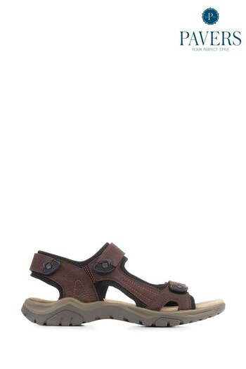 Pavers Brown Leather Walking Sandals (111323) | £40