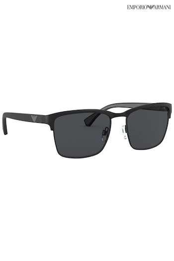 Emporio textured Armani Matte Black Sunglasses (111425) | £138
