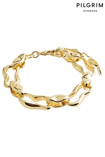 PILGRIM Unisex Gold Tone Wave Recycled Bracelet (111577) | £30