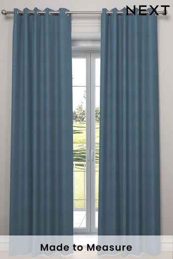Dark Teal Blue Cotton Made to Measure Curtains (112017) | £61