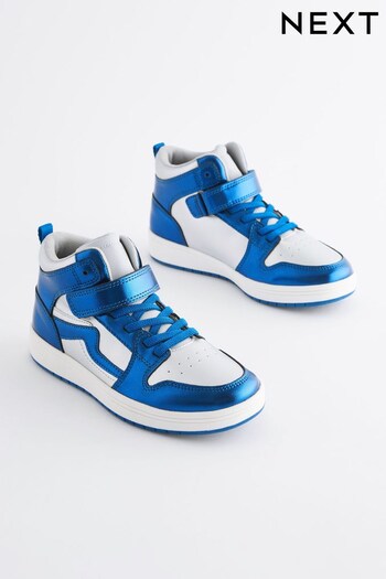 Blue Metallic Elastic Lace High Top Trainers (112211) | £27 - £31