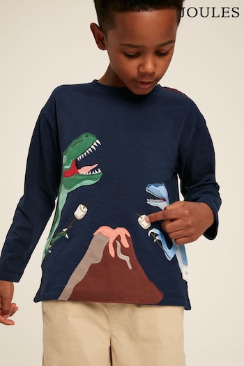 Joules Dylan Navy Long Sleeve Dinosaur T-Shirt (112355) | £19.95 - £22.95