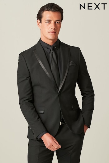 Black Skinny Fit Tuxedo Suit Jacket (112392) | £64