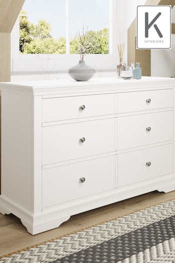 K Interiors White Colton 6 Drawer Chest of Drawers (112432) | £625