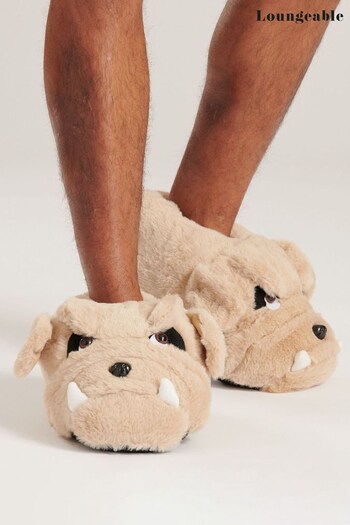 Loungeable Brown Grizzly Dog Slippers (112903) | £24