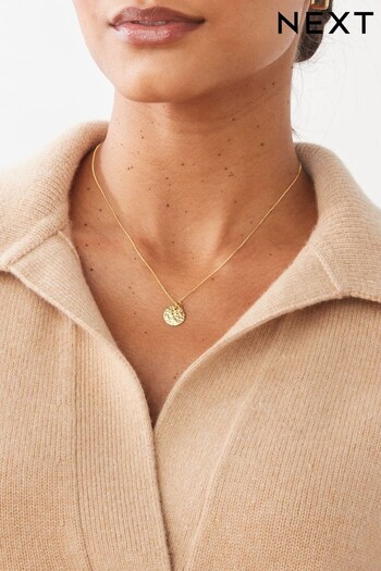 Gold Plated Sterling Silver Hammered Disc Necklace (113089) | £28