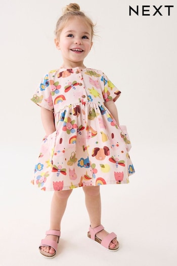 Pink Printed Relaxed Cotton Dress perfect (3mths-8yrs) (113450) | £13 - £16
