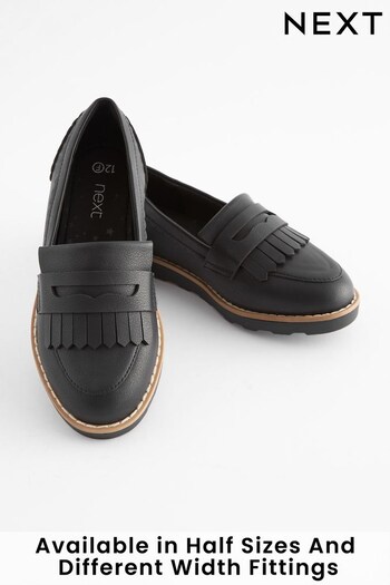 Black Wide Fit (G) School Tassel Loafers (113693) | £22 - £29