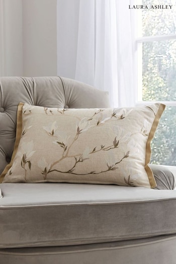 Laura Ashley Natural Rectangle Magnolia Grove Cushion (113873) | £62