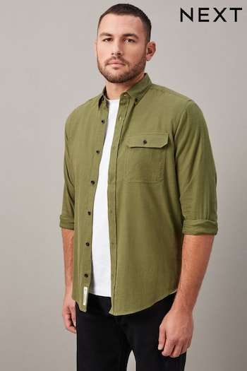 Green Textured Oxford Long Sleeve Shirt (113974) | £28
