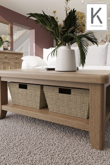 K Interiors Brown Embleton Coffee Table with 2 Storage Baskets (114286) | £420