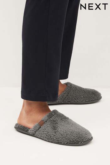 Charcoal Grey Fluffy Mule Slippers (114297) | £14