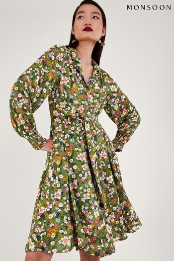 Monsoon Green Ditsy Floral Dress (114344) | £75