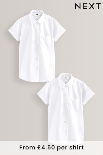 White Slim Fit 2 Pack Short Sleeve School our Shirts (3-18yrs) (114879) | £9 - £14