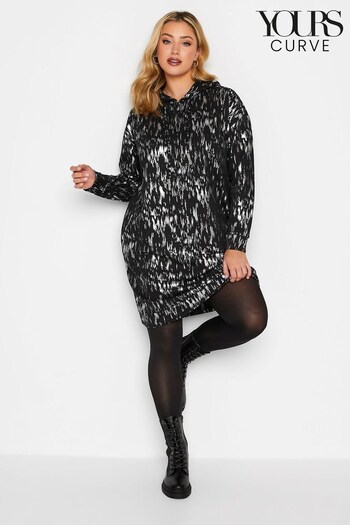 Yours Curve Black Luxury Foil Printed Sweatshirt Dress (115034) | £45