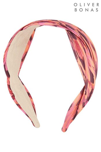 Oliver Bonas Pink Jenae Abstract Print Esmerelda Headband (115227) | £22
