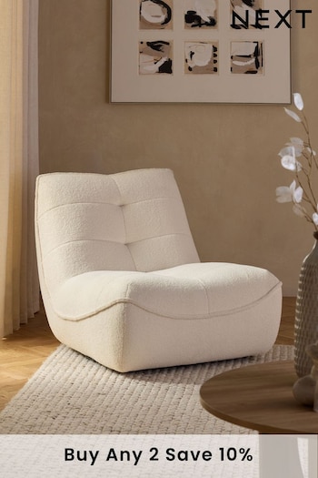 Soft Cosy Boucle Ivory Natural Lucca Swivel Pillow Accent Chair (115357) | £425