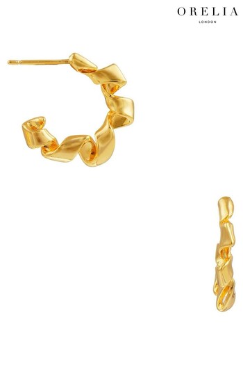 Orelia London Gold Tone Ribbon Twirl Huggie Earrings (116247) | £25