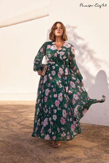 Phase Eight Green Rosa Floral Pleat Maxi Dress (116803) | £169