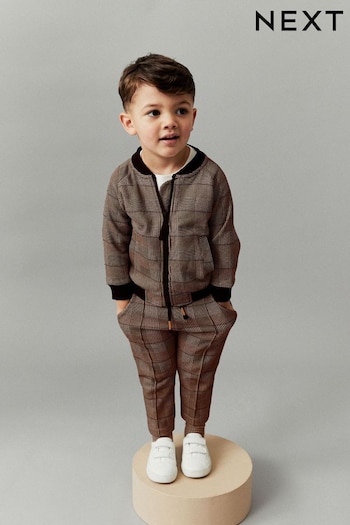 Tan Brown 3 Piece Jersey Check Bomber and Jogger Set (3mths-7yrs) (117076) | £28 - £32